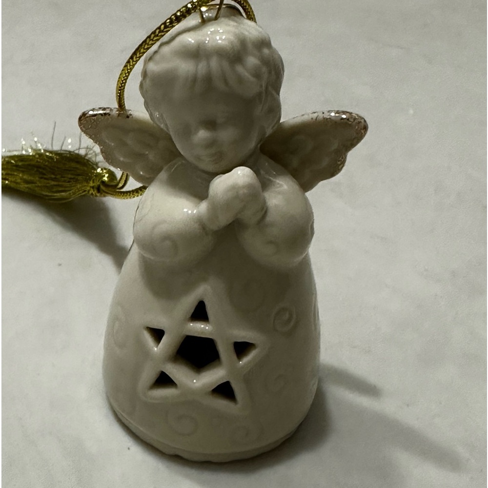 Vintage Lenox Angel Wishes Star Bell Christmas Ornament Gold Tassle